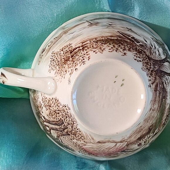 Flat Cup & Saucer Set - Mount Vernon Garden House Windsor Ware-Brown Multicolor - Picture 8 of 8